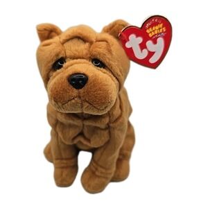 2004 Ty Beanie Baby "Crinkles" Retired Shar-Pei Brown Dog BB7